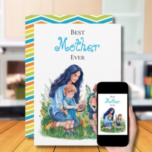 Moeder & Zonen Watercolor Tuin Illustratie Kaart