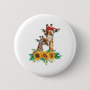 Moeder Zonnebloem Safari Afrika Dieren Kinderen Sc Ronde Button 5,7 Cm