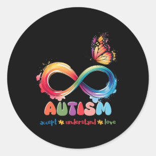 Moeder zoon familie accepteert autistische Kinder Ronde Sticker