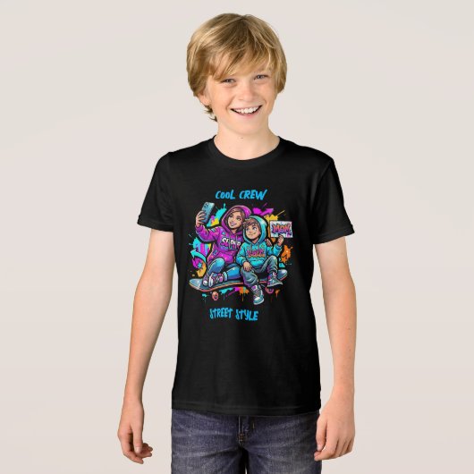 Moeder & Zoon Graffiti Straat: Tri-Blend T-Shirt (Voorkant volledig)