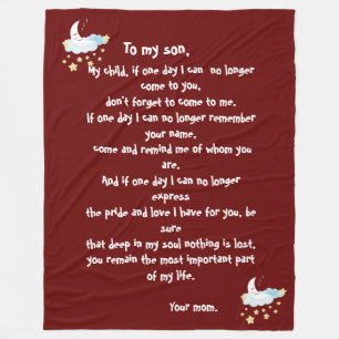 Moeder/zoon liefdesbericht fleece blanket deken