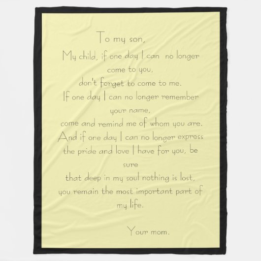 Moeder/zoon liefdesbericht fleece blanket deken (Voorkant)