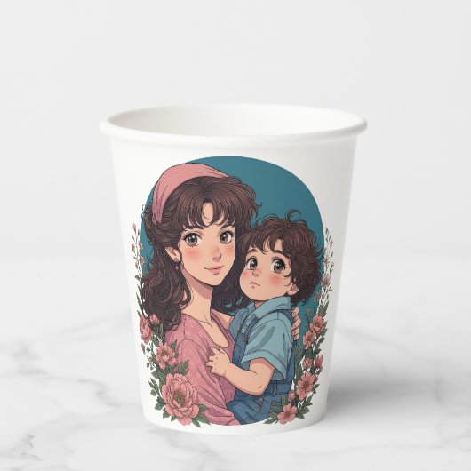 moeder&zoon papieren bekers (Voorkant)