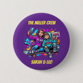 Moeder Zoon Schaatsrijder Paarse Graffiti Speld Ronde Button 5,7 Cm (Voorkant)