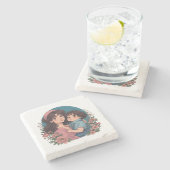 moeder&zoon stenen onderzetter (Zijkant)
