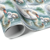 Moeder zwaan met cygnet cadeaupapier (Rol Hoek)