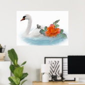 Moeder Zwan, baby's en Rozen Poster (Thuiskantoor)