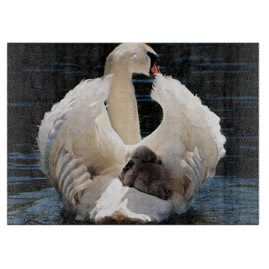 Moeder Zwan met Cygnets (baby zwanen) Snijplank (Voorkant)