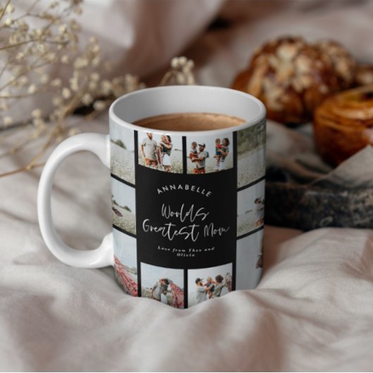 Moeder zwart elegante moderne minimale fotocollage mok