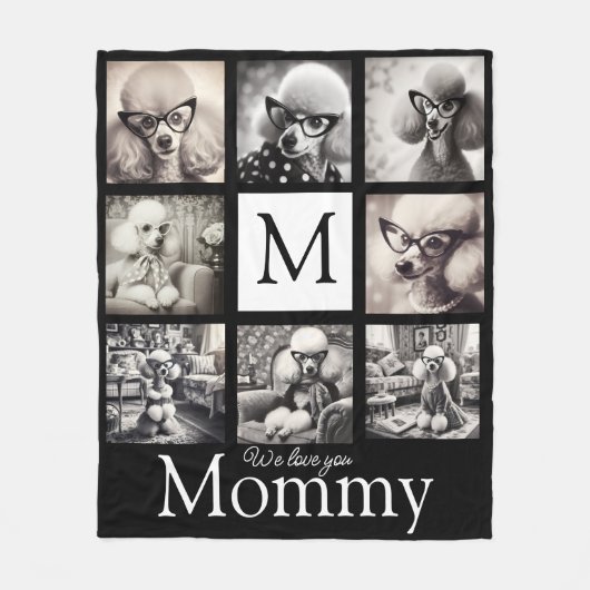 Moeder Zwart en Wit 8 Foto Collage Fleece Deken (Voorkant)