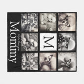 Moeder Zwart en Wit 8 Foto Collage Fleece Deken (Voorkant (Horizontaal))