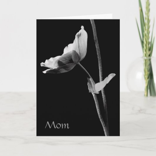 Moeder Zwart en Wit Bloem Kaart (Voorkant)