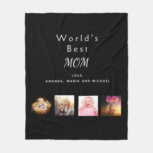 Moeder zwart fotocollage fleece deken (Voorkant)