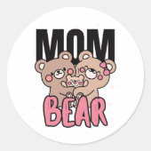Moederbeer Cute Grafisch Ontwerp Ronde Sticker (Voorkant)