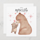 Moederbeer en welp Fijne Moederdag Feestdagenkaart (Voorkant / Achterkant)