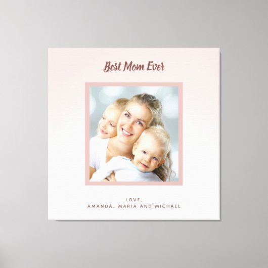 Moederblauwe roze roze goudfoto canvas afdruk (Voorkant)