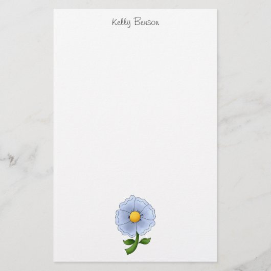 Moederbloemen ・ Blauwe Bloem Briefpapier (Voorkant)