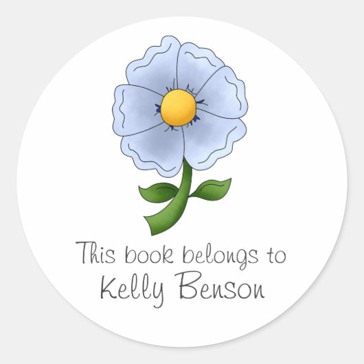 Moederbloemen ・ Blauwe Bloem Ronde Sticker (Voorkant)