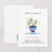 Moederbloemen - Blauwe Bloempotje Kaart (Voorkant / Achterkant)