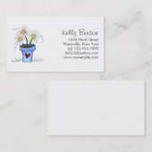 Moederbloemen - Blauwe Bloempotje Visitekaartje (Voorkant / Achterkant)