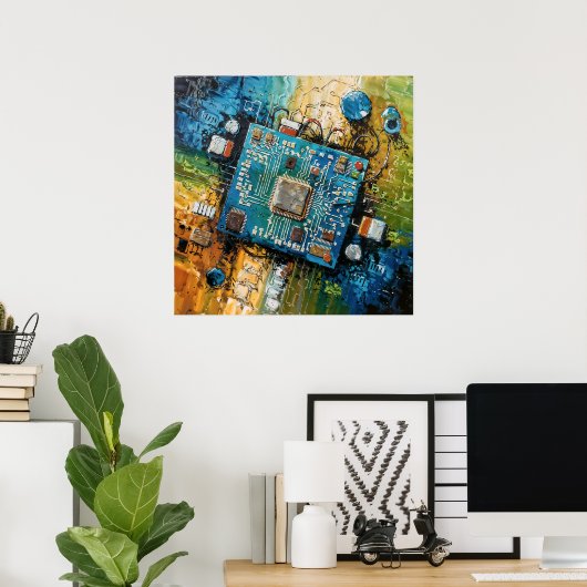 Moederbord - Abstracte Computer Tech Art Poster (Thuiskantoor)