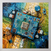 Moederbord - Abstracte Computer Tech Kunst Poster (Voorkant)