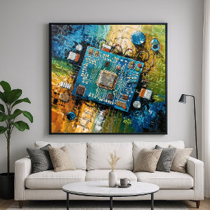 Moederbord - Abstracte Computer Tech Kunst Poster