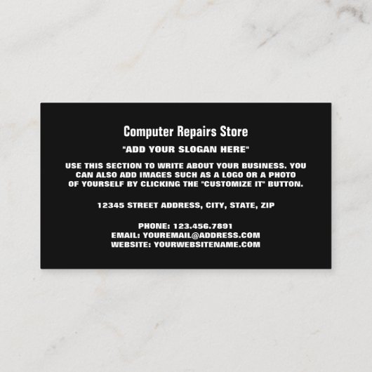 Moederbord, informatietechnologie, computer visitekaartje (Achterkant)