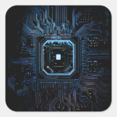 Moederbord Microchip Zwart IT Computer Achtergrond Vierkante Sticker (Voorkant)