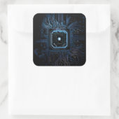 Moederbord Microchip Zwart IT Computer Achtergrond Vierkante Sticker (Tas)