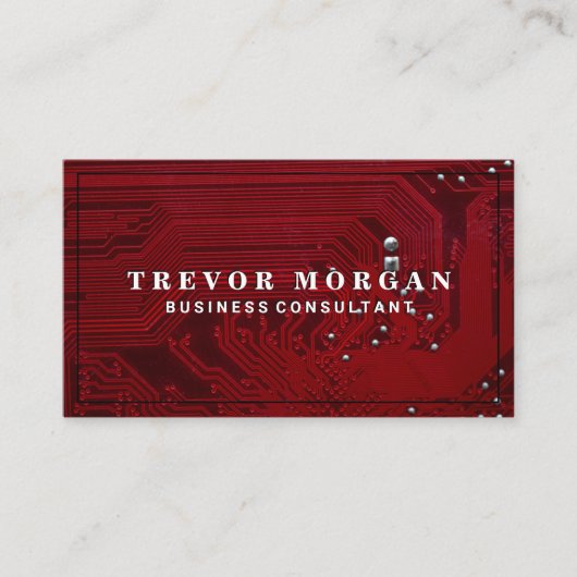 Moederbord | Rode microchip | Technologie Visitekaartje (Voorkant)