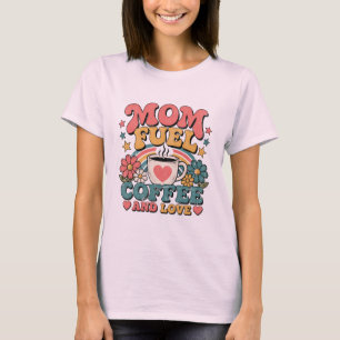 Moederbrandstof Koffieliefde retro moederdag cadea T-shirt