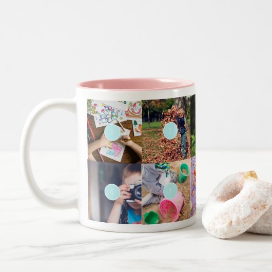 Moederdag 10 Foto's Collage Mok (Met donut)