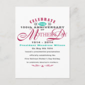 Moederdag 2014 - 100 jaar viering uitnodiging briefkaart (Voorkant)