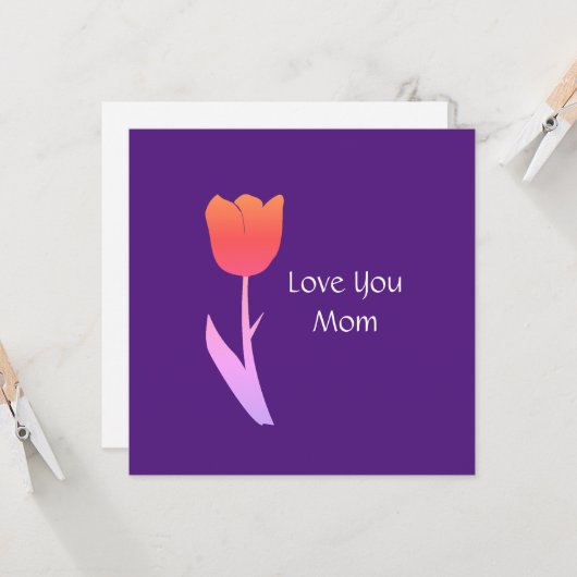 Moederdag 2022 Aangepaste Tekst Mooie Paarse Bloem Kaart (Voorkant / Achterkant in situ)