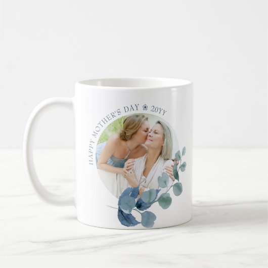 Moederdag 2 Foto Eucalyptus Leaf Afbeelding Lijst Koffiemok (Links)