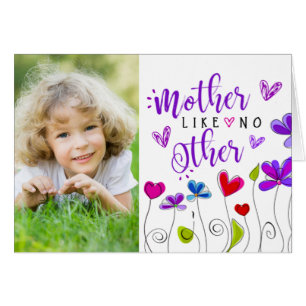 Moederdag 2 foto's Hand getrokken bloemen harten