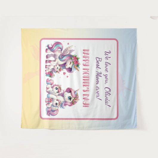 Moederdag 2e Eenhoorn-thema Wandkleed (Voorkant (horizontaal))