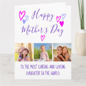 Moederdag 3 Foto Whimsical Hearts Typografie C Kaart (Voorkant)