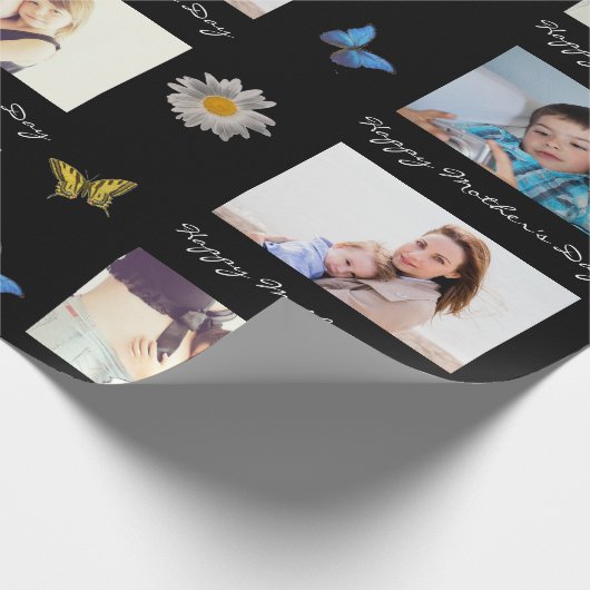 Moederdag 3 Foto's met botervliegen Cadeaupapier (Hoek)