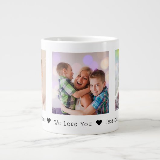 Moederdag 3 Foto's persoonlijke Giant Coffee Mu Grote Koffiekop (Voorkant)