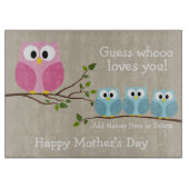Moederdag - 3 Leuke Uilen - Whooo loves you Snijplank (Voorkant)