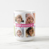 Moederdag 4 Foto Collage Pink Green Chevrons Koffiemok (Center)