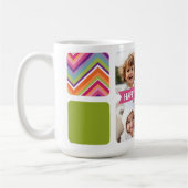 Moederdag 4 Foto Collage Pink Green Chevrons Koffiemok (Links)