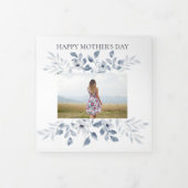 Moederdag 4 Foto Trifold Kaart Blauw Bloemen (Cover)