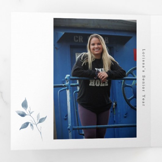 Moederdag 4 Foto Trifold Kaart Blauw Bloemen (Binnenzijde eerst)