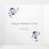 Moederdag 4 Foto Trifold Kaart Blauw Bloemen (Binnenkant midden)