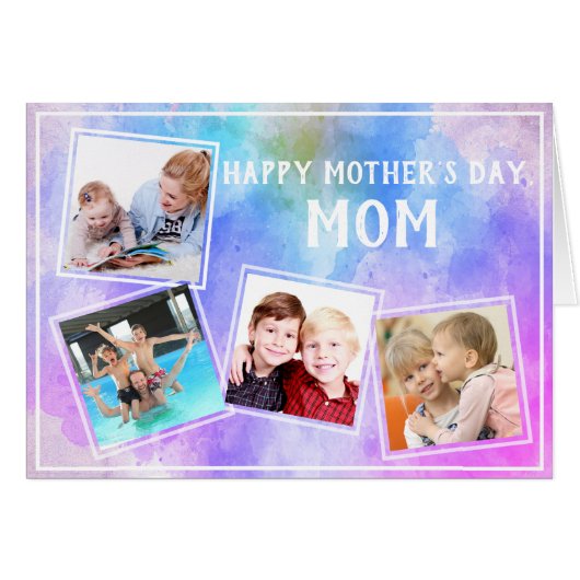 Moederdag 4 Fotoserie Collage op Waterverf (Voorkant Horizontaal)