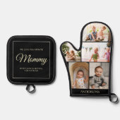 Moederdag 5 Fotocollage Aangepast cadeau Ovenwant & Pannenlap Set (Voorkant)