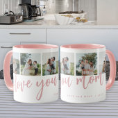 Moederdag 5 foto's Love You Mom Script Pink Koffiemok